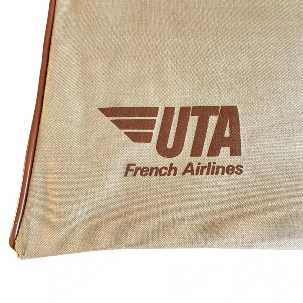 Vintage UTA French Airlines Crew Bag Zip Around Canvas Flight Attendants Pilots